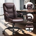 thumbnail image 5 of JONPONY Leather Office Chair, Big and Tall Office Chair 400LBS Wide Seat Ergonomic Computer Desk Chair High Back Executive Leather Chair Adjustable Task Chair, Brown, 5 of 8