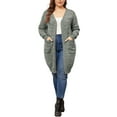 thumbnail image 2 of Agnes Orinda Plus Size Cardigan for Women Long Sleeve Open Front Knit Pockets Coat, 2 of 5