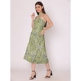thumbnail image 4 of HERE&NOW Women's Printed Halter Neck Dress Sleeveless Calf Length Deep Neck Flared Printed Casual Georgette Dress, 4 of 7