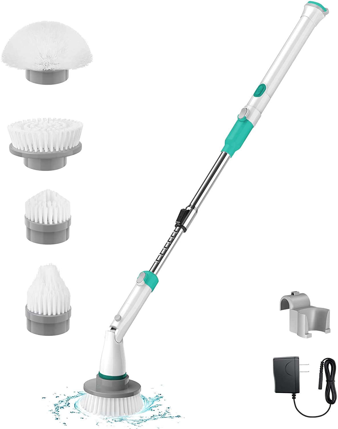 Hommak Electric Spin Scrubber, 47 inch Telescopic Extension Rod Power Cordless Shower Scrubber, Built-in 2*2500mah Lithium Battery Fast Charging \u0026 90