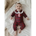 thumbnail image 5 of BemeyourBBs Baby Girl Christmas Jumpsuit Long Sleeve Doll Collar Plaid Romper, 5 of 9
