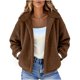 thumbnail image 2 of HongQid Women's Coat Casual Lapel Fleece Fuzzy Faux Shearling Zipper Coats Warm Winter Cropped Outwear Jackets, 2 of 8