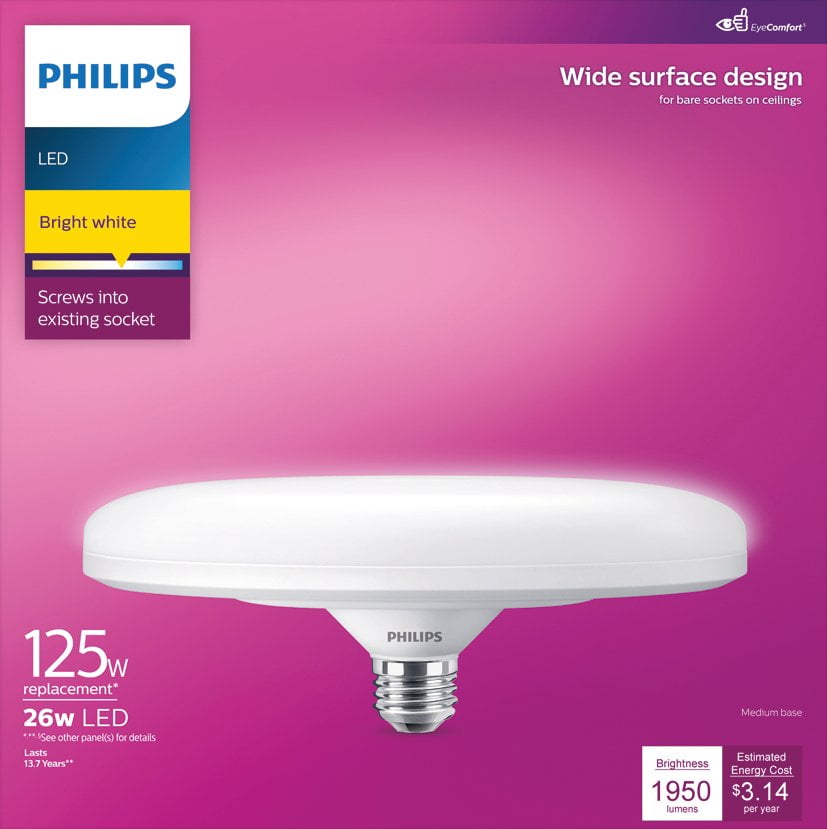 beklimmen laat staan Bungalow Philips LED 125-Watt Wide Surface Indoor Floodlight Bulb, Frosted Bright  White, Non-Dimmable, E26 Medium Base (1-Pack) - Walmart.com