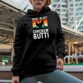 thumbnail image 2 of Retro Humorous Guess What, Chicken Butt Quote, Black Hooded Sweatshirt or Hoodie, XL, 2 of 5