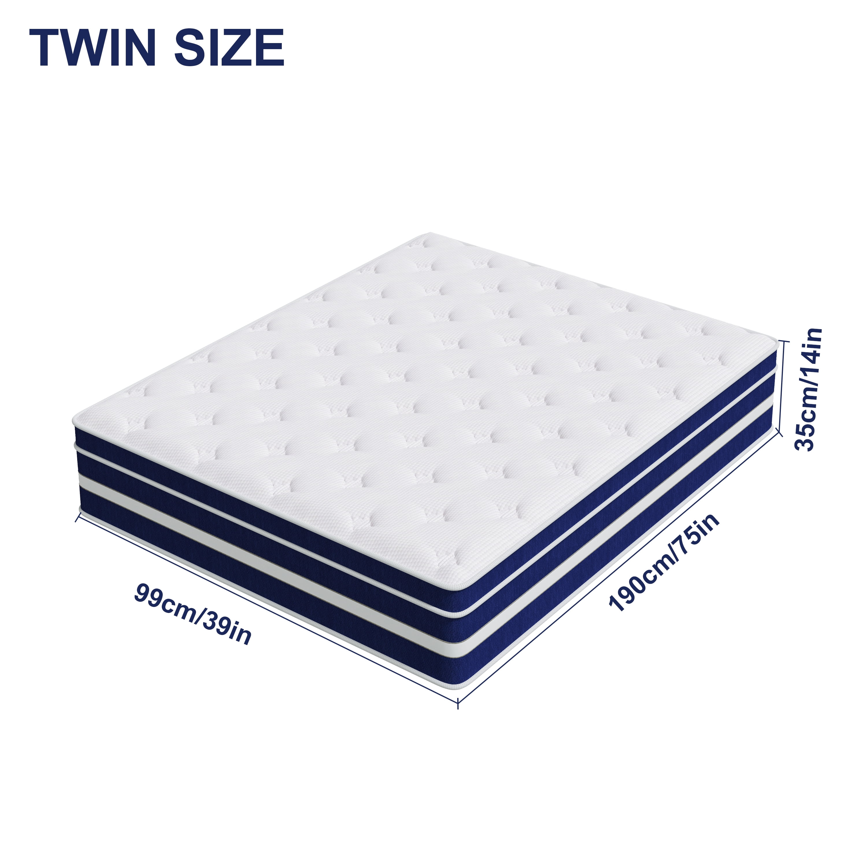 GUUKIN 14 inch Twin Mattress, Memory Foam & Spring Hybrid Medium Comfort Twin Size in a Box,Adult
