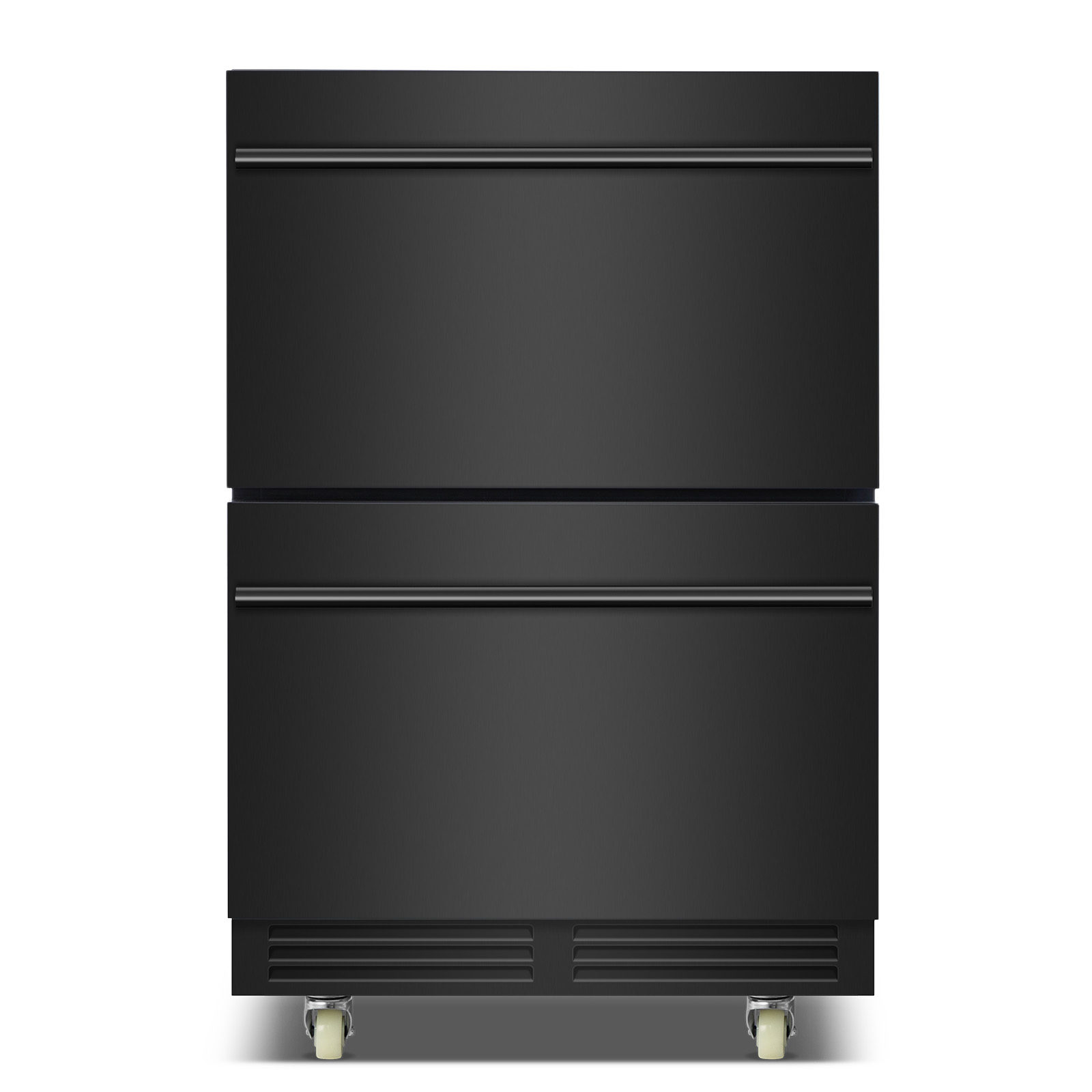 TITTLA 24 inch Under Counter Dual Drawer Beverage Refrigerator Fridge with Wheels,Freestanding for Patio, Stainless Steel Weather-Proof, Ideal for Home and Commercial Use