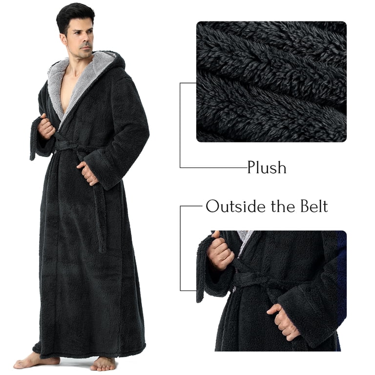 Amitofo Men's Hooded Fleece Bathrobe, Long photo 2