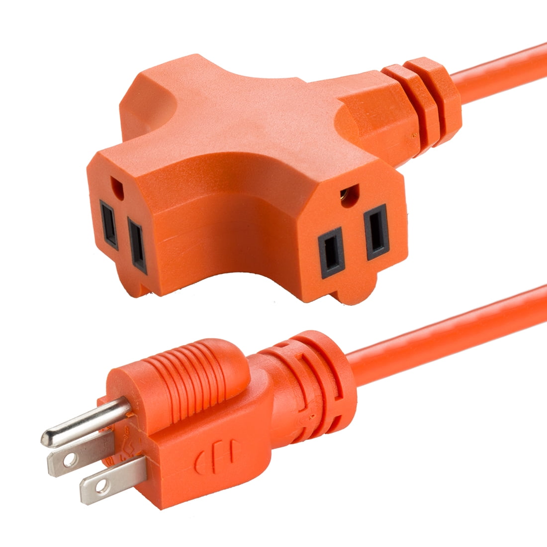 US Plug to 3 Outlets Power Extension Cord Cable 13A 16AWG SJTW 50Ft Orange