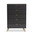 Free Shipping! Baxton Studio Kelson Modern Dark Grey and Gold 5-Drawer ...