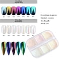 thumbnail image 3 of 6 Grids Chrome Nail Powder Pearl Shell Holographic Nail Glitter Mirror Aurora Bubble Dipping Dust Nail Art Decoration Pink Sugar Sand Micro Nail Powder Pigment for Manicure Sugar Effect Shimmer Dust, 3 of 7
