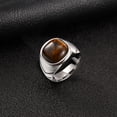 thumbnail image 4 of VNOX Stainless Steel Tiger Eye Signet Ring for Men, Silver Textured Statement Ring Gift Jewelry, 4 of 6