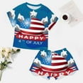 thumbnail image 4 of 4th of July Women's Ruffle Short Sleeve Tops And Shorts Cute Peeps Bunny Pajamas Sets, 4 of 7