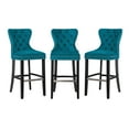 thumbnail image 4 of Costaelm Hank 29" Tufted Velvet Bar Stool Black (Set of 3), Velvet Teal, 4 of 11