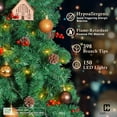 thumbnail image 4 of CAPHAUS 4.5 Feet Artificial Pre-lit Pencil Christmas Tree w/ Pinecones, Berries, Slim Xmas Tree w/ 150 LED Lights, 398 Branch Tips Pre-Hinged & Foldable Stand, Skinny Christmas Tree for Indoor, 4 of 9