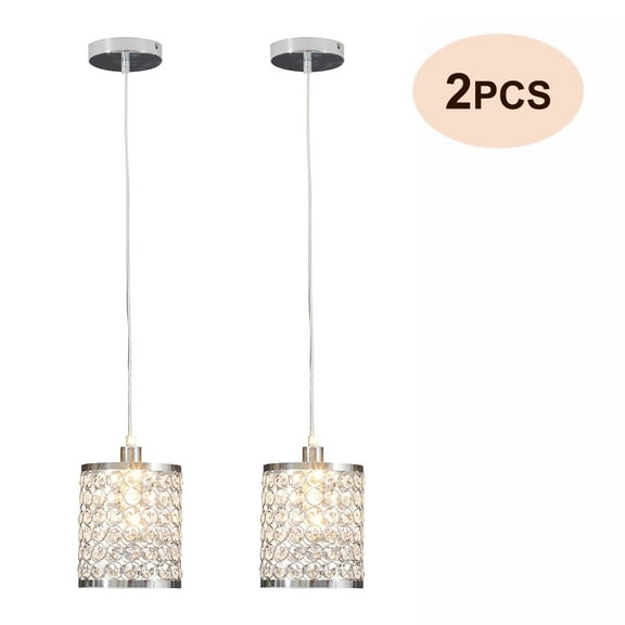 Miumaeov 2pcs Modern Crystal Pendant Light Chandelier Kitchen Island Hang Ceiling Lamp Fixture