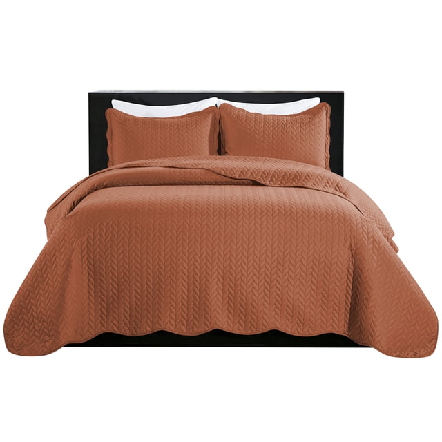 IR Imperial Rooms Ensemble de Courtepointe 2 Pcs en Microfibre Douce Tulipe avec 1 Taie d'Oreiller Rouille