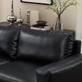 thumbnail image 4 of 78.5" Big Loveseat Sofa, Upholstered Breathable Faux Leather PU Couch for Living Room Apartment, Mid-Century Modern Black Loveseat, 4 of 7