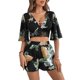 thumbnail image 1 of Top corto estilo bohemio Outfit SweatyRocks de 2 piezas con pantalones cortos para mujer, 1 of 7