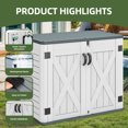 thumbnail image 4 of Craftian Outdoor Horizontal Storage Shed with X-Shaped Lockable Door, 35 Cu Ft Weather Resistant Resin Tool Shed, Light Gray, 4 of 8