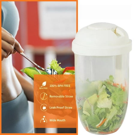 

1000ml Fresh Salad Cup Salad Meal Shaker Cup Portable Fruit and Vegetable Salad White