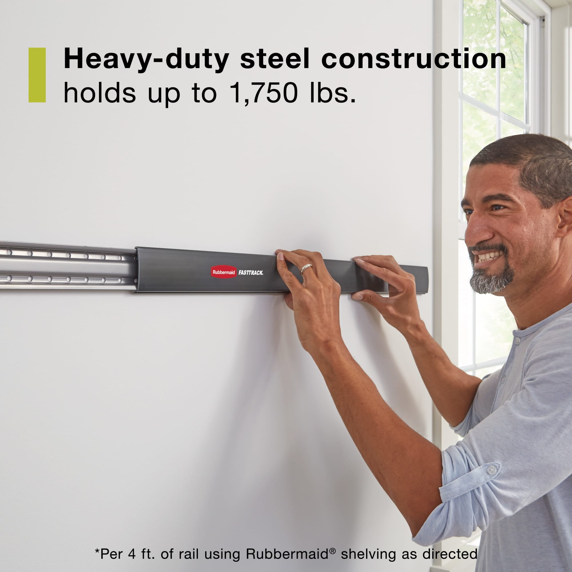 Rubbermaid FastTrack Garage Storage Wall Mounted Rail Kit, 2 Pack