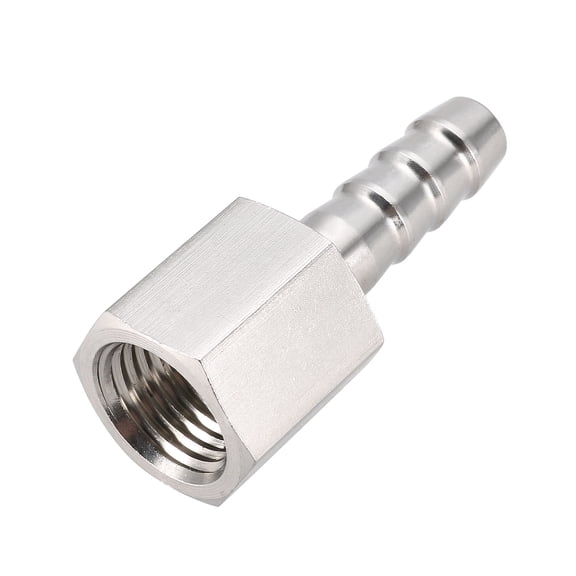 Stainless Steel Barb Hose Fitting Connector Adapter 8mm Barbed x PT1/4 Female Pipe 1Pcs Silver