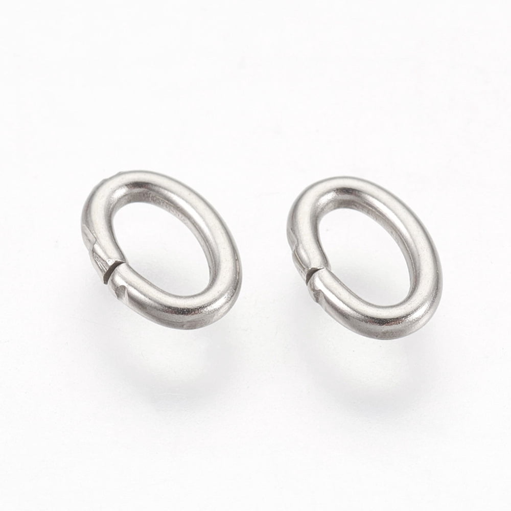 5000pc Resistant 304 Stainless Steel Jump Rings Jewelry Findings Closed but unsolder Oval Stainless Steel Color 18 Gauge 6x4x1mm Hole: 2x4mm