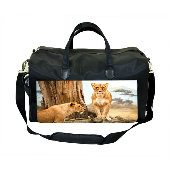 Lion Cubs Large Black Duffel Style Diaper Baby Bag