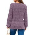 thumbnail image 5 of UVN Tops for Women Long Sleeve Buttons Shirts Dressy Crew Neck Tunic Blouses Fall Casual Lightweight Sweaters, 5 of 9