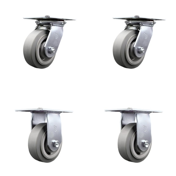 5 Inch Thermoplastic Caster Set with Ball Bearings 2 Swivel 2 Rigid SCC
