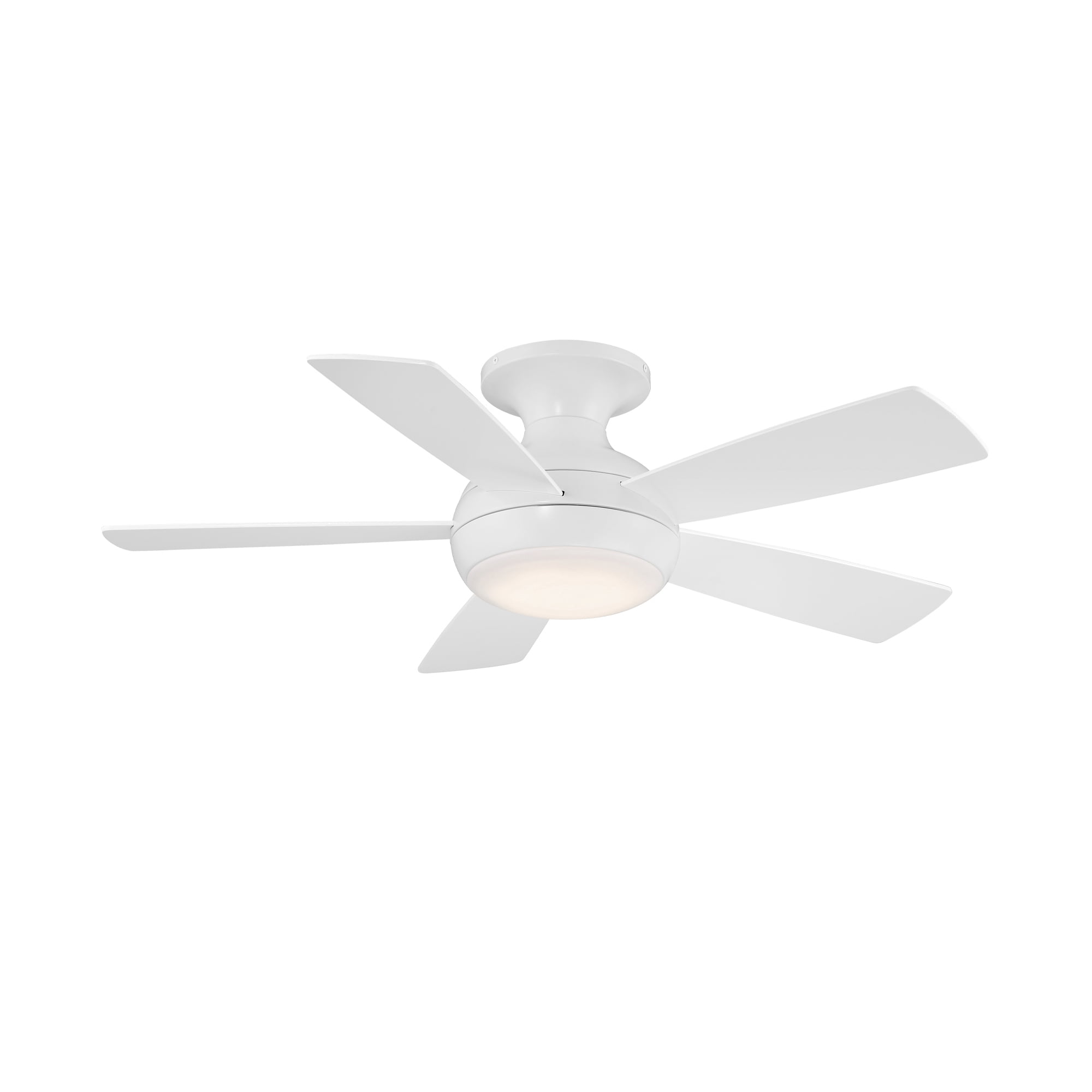 WAC Odyssey 44" Matte White Integrated LED Smart Flush Mount Ceiling Fan with Remote Control