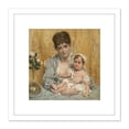 thumbnail image 1 of Alfred Stevens Mother And Child Painting 8X8 Inch Square Wooden Framed Wall Art Print Picture with Mount, 1 of 4