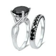 thumbnail image 4 of Dreamofdazzles Jewels 925 Sterling Silver 3.00 Ct Round Cut Black And White Diamond Wedding Engagement Bridal Ring Set 14K White Gold Plated For Women's -4.5, 4 of 5