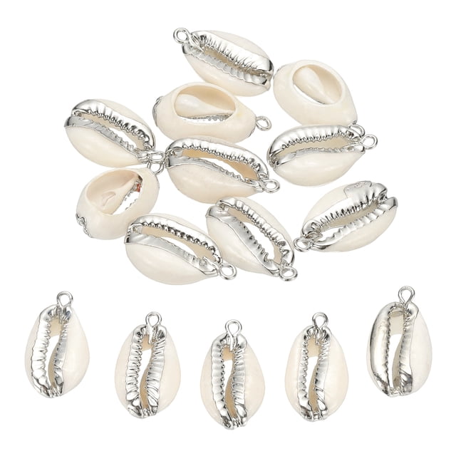 10Pcs Encanto de Concha a Granel Pendientes de Concha Natural para Hacer Joyería, Plata