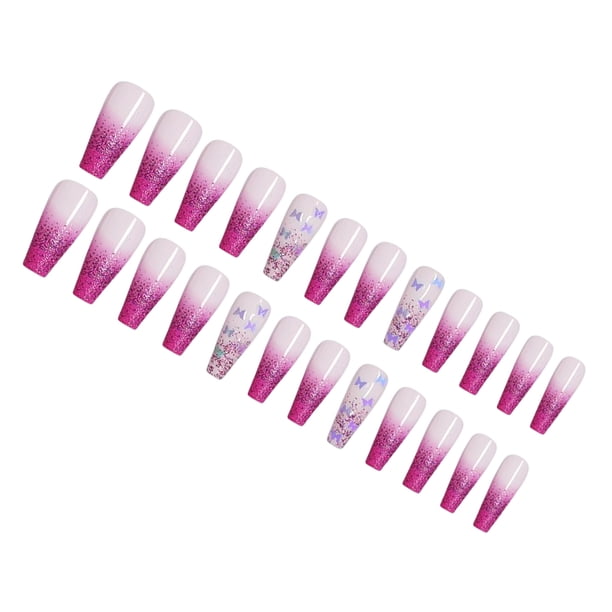 Seitruly Uñas postizas de ataúd, estilo francés clásico, uñas a presión, cubierta completa, punta de uñas, pegatinas de manicura de viscosidad Arte de uñas tipo 14 Seitruly CE012296-14B