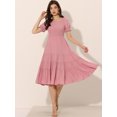 thumbnail image 3 of Vestido escalonado fruncido Allegra K Rosa XS, 3 of 6