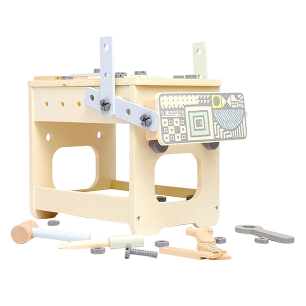 Juego de herramientas para , caja de herramientas de tornillo de madera, juego de banco de trabajo de juguete de madera para juego de simulación