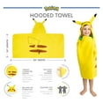 thumbnail image 4 of Pokemon Kids Pikachu Bath Hooded Towel, Cotton, Yellow, 4 of 6