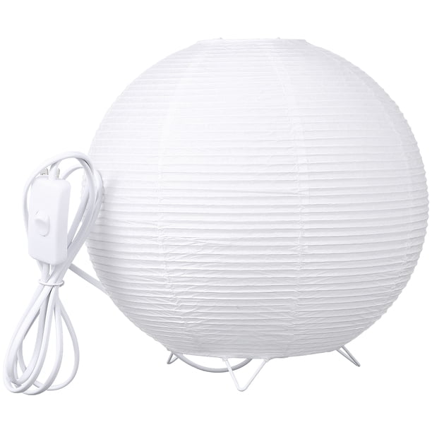 Lámpara de mesita de noche, luz de papel, mesita de noche, lámpara de escritorio, luz decorativa para habitación con bombilla (enchufe estadounidense)