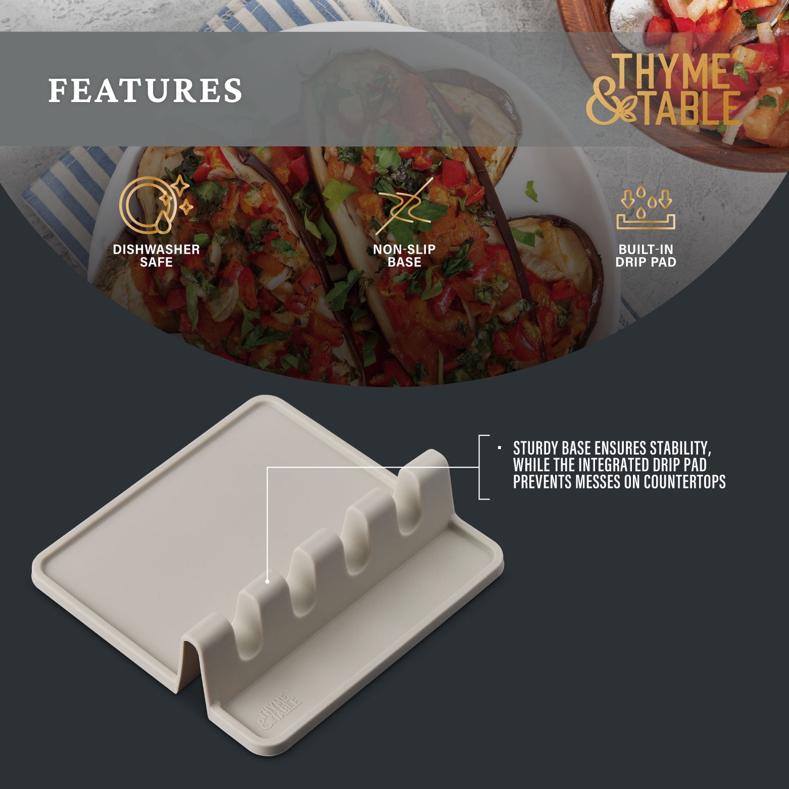Thyme & Table 4-Slot Silicone Utensil Rest