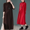 thumbnail image 5 of Vestido de cuello alto medio suelto de punto de talla grande artístico de otoño e invierno para mujeres gorditas, 5 of 5