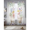 thumbnail image 3 of Spring Floral Pig Sheer Curtains 84 Inches Long 2 Panels Set, Window Sheer Curtains for Living Room/Bedroom, Weeping Flowers Leaves Farmhouse Watercolor Light Filtering Rod Pocket Curtain 52''x84''x2, 3 of 8