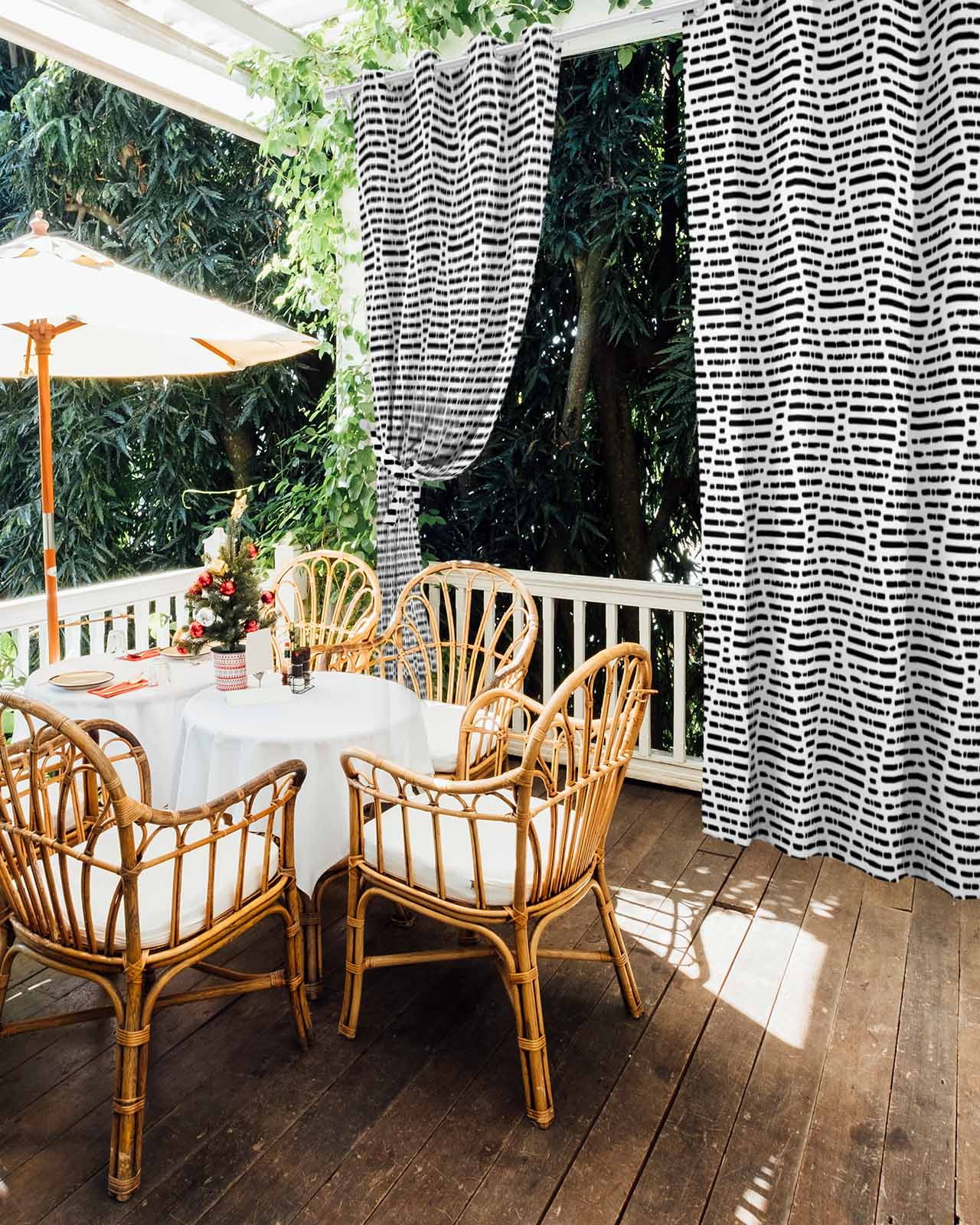 Black White Outdoor Curtains for Patio, Modern Abstract Art Farmhouse Privacy Drapes Grommet Waterproof Outside Curtains for Porch/Cabana/Balcony 54"x 108", 1 Panel