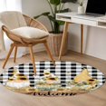 thumbnail image 3 of Area Rug 48in, Dawrf with Sunflower Floor Carpet Living Room Rug, Farm Buffalo Black and White Plaid Non-Slip Welcome Mat Indoor Rugs for Bedroom Dining Room, 3 of 9
