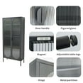 thumbnail image 3 of Tall 2-Door 4 Shelf Steel Accent Cabinet with Fluted Glass-Black, 3 of 8