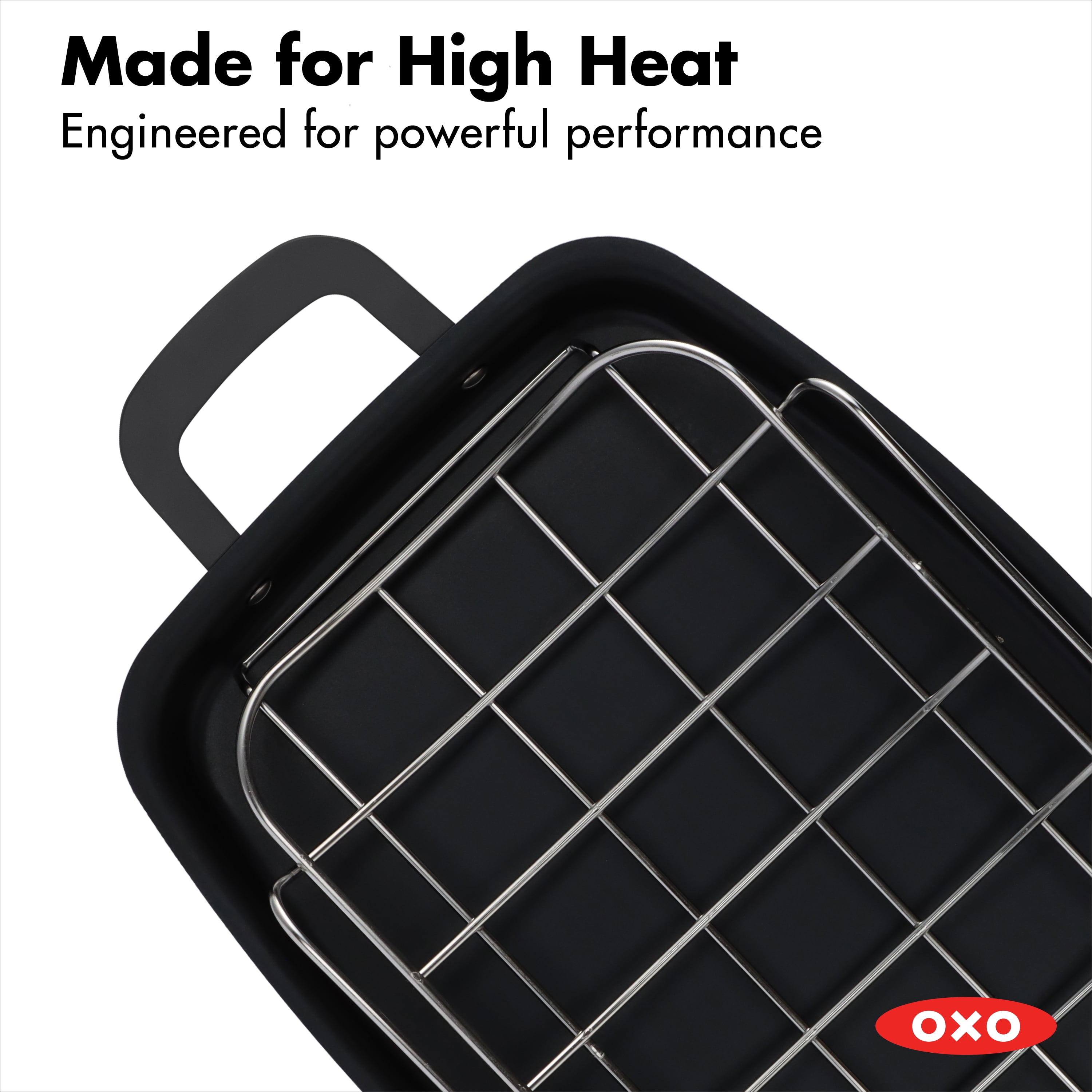 OXO Obsidian Pre-Seasoned Carbon Steel Induction Safe Roasting Pan, 15" x 10.5", Black