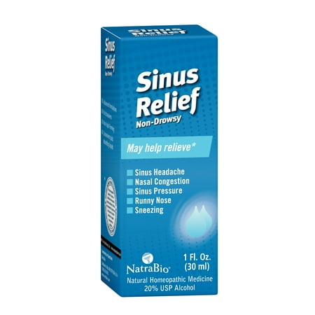 NatraBio Sinus Relief Homeopathic Drops | Temporary Relief from Sinus Headache & Pressure, Congestion, Sneezing & Runny Nose | Non-Drowsy | 1oz