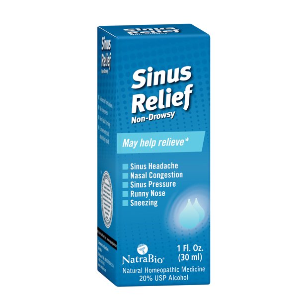 NatraBio Sinus Relief Homeopathic Drops Temporary Relief from Sinus Headache & Pressure