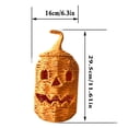 thumbnail image 3 of Halloween Tall Cylindrical Orange Woven Jack-O-Lantern Storage Basket with Curly Vine Stem Lid Hollow Handwoven Pumpkin Ornament Rustic Decor for Mantel Tiered Tray Farmhouse Party, 3 of 6