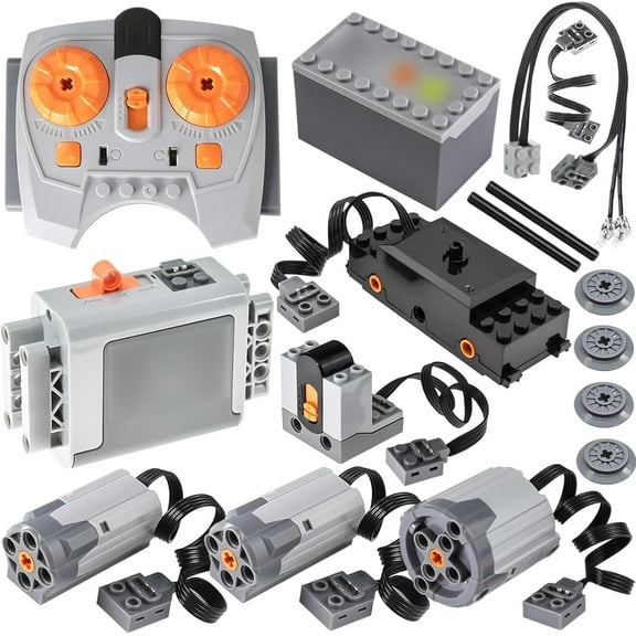 16Pcs Power-Function Set M/XL Train-Motor-Set Compatible with Major Brand Technic-Parts IR Receiver Speed Remote-Control Battery Box Light Extension-Wire